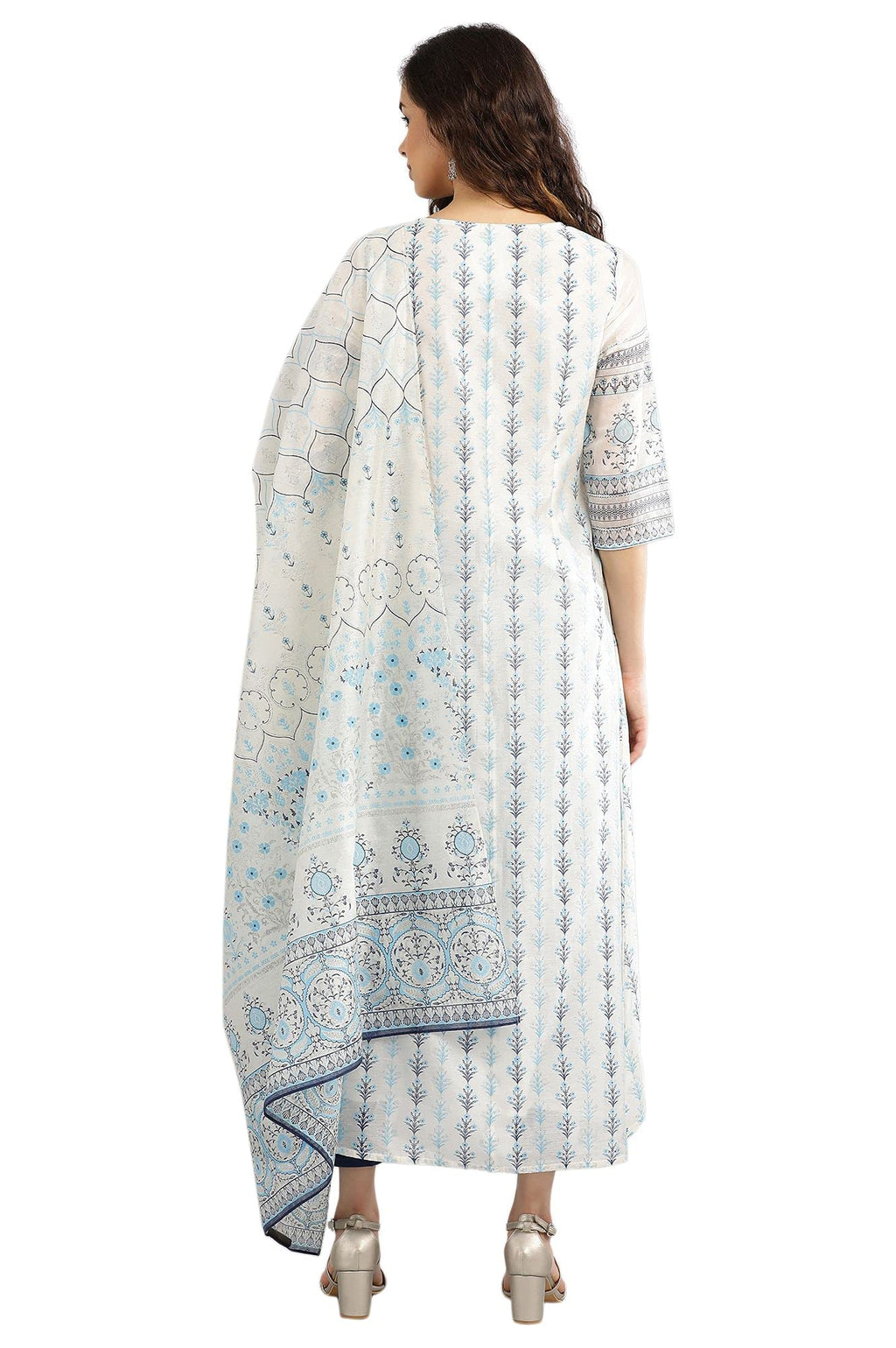 Aurelia Women'S Rayon A-Line Kurta, Tights & Dupatta