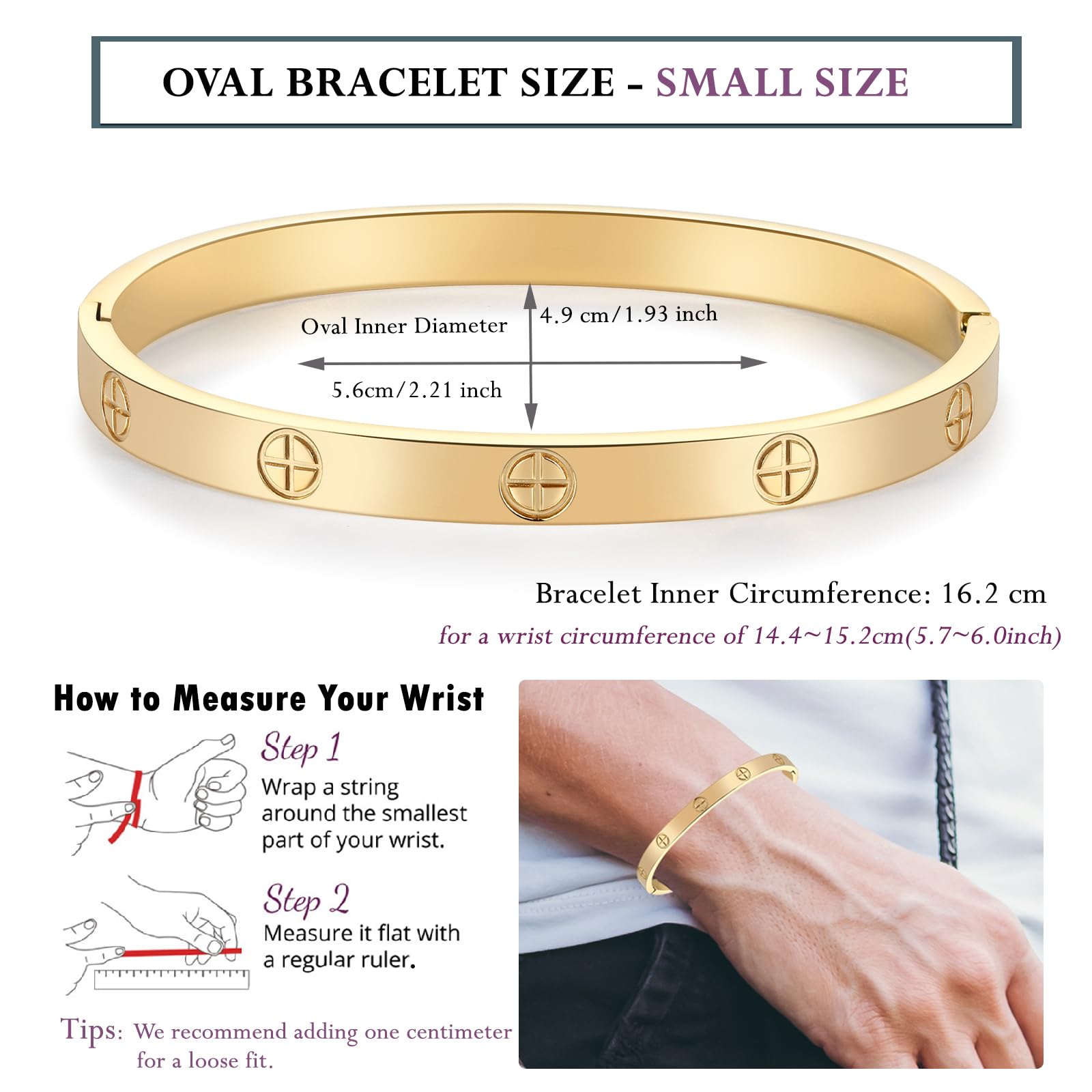 RIMRIVA Gold Bracelets for Women Trendy Cross Love Bangle Stack Stainless Steel Jewelry Anniversary Graduation Her Christmas Bir