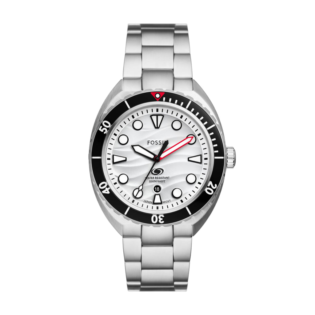 Fossil Men's Breaker Quartz Stainless Steel Three-Hand Watch, Color: Silver (Model: FS6063)