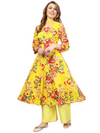 A.T.U.N. (All Things Uber Nice) Women Floral Printed Angrakha Pure Cotton Kurta With Palazzos & Dupatta