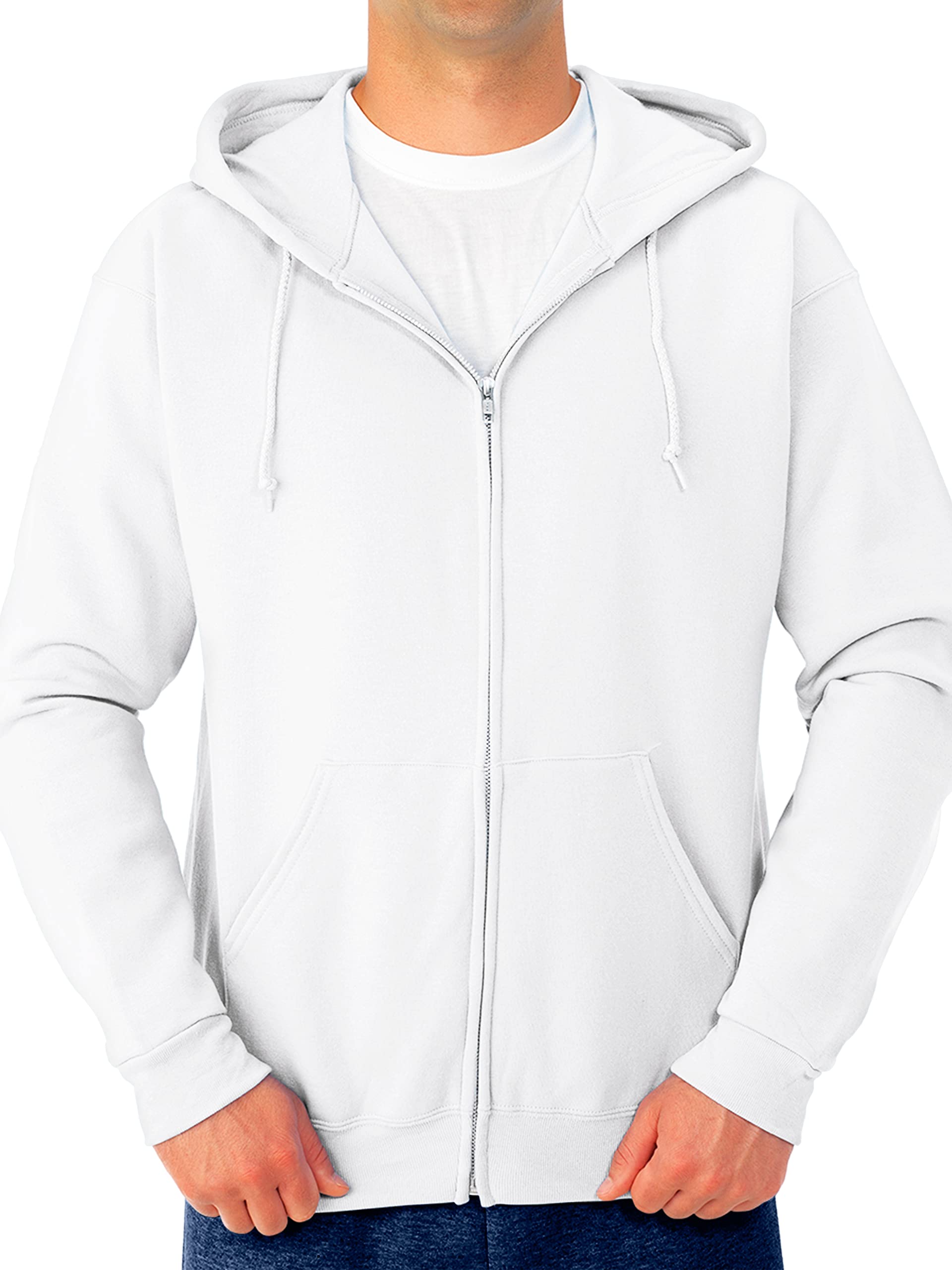 Jerzees -Men's NuBlend -Fleece -Sweatshirts & -Hoodies, Full Zip-White, Medium