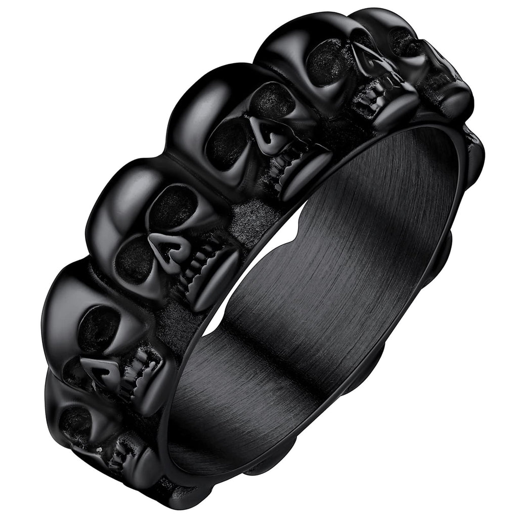 Retro Skull Rings Mens Pinky Rings Black Stainless Steel Biker Ring Great Halloween Party Dressing