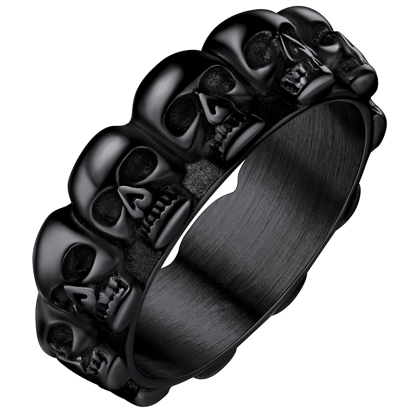 Retro Skull Rings Mens Pinky Rings Black Stainless Steel Biker Ring Great Halloween Party Dressing