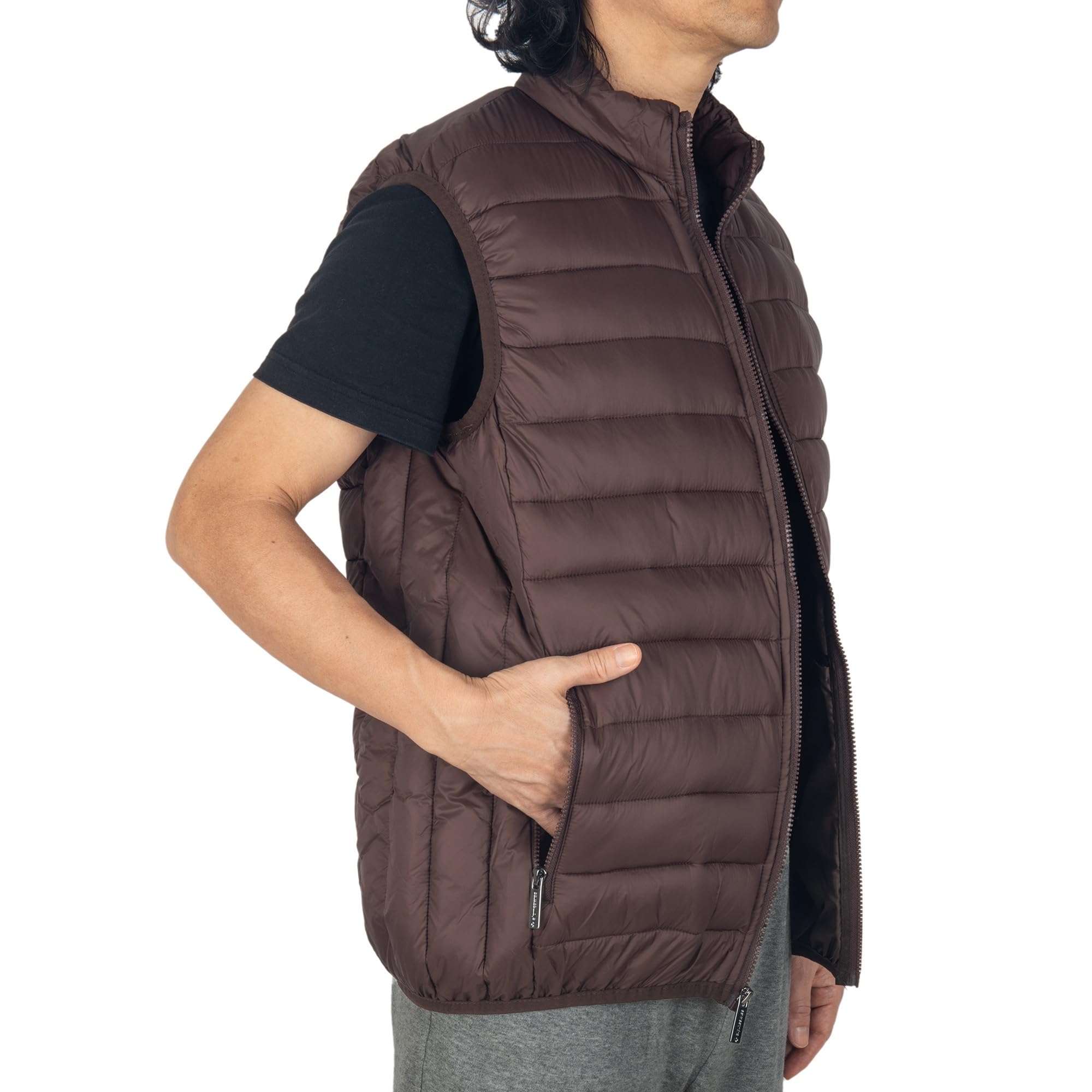 Alpine Swiss Clark Mens Lightweight Down Alternative Vest Jacket Brown Small