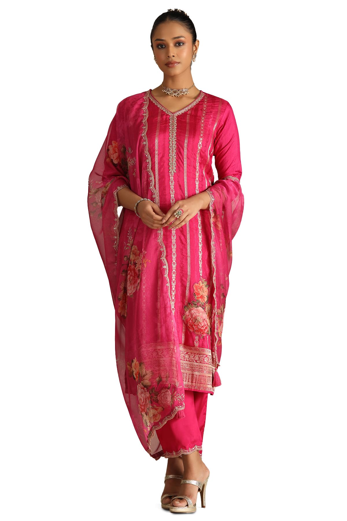 Soch Women Viscose Blend Zari Woven Suit Set with Zari