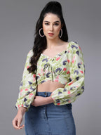 OOMPH! Crop Tops for Women, Green - mt637