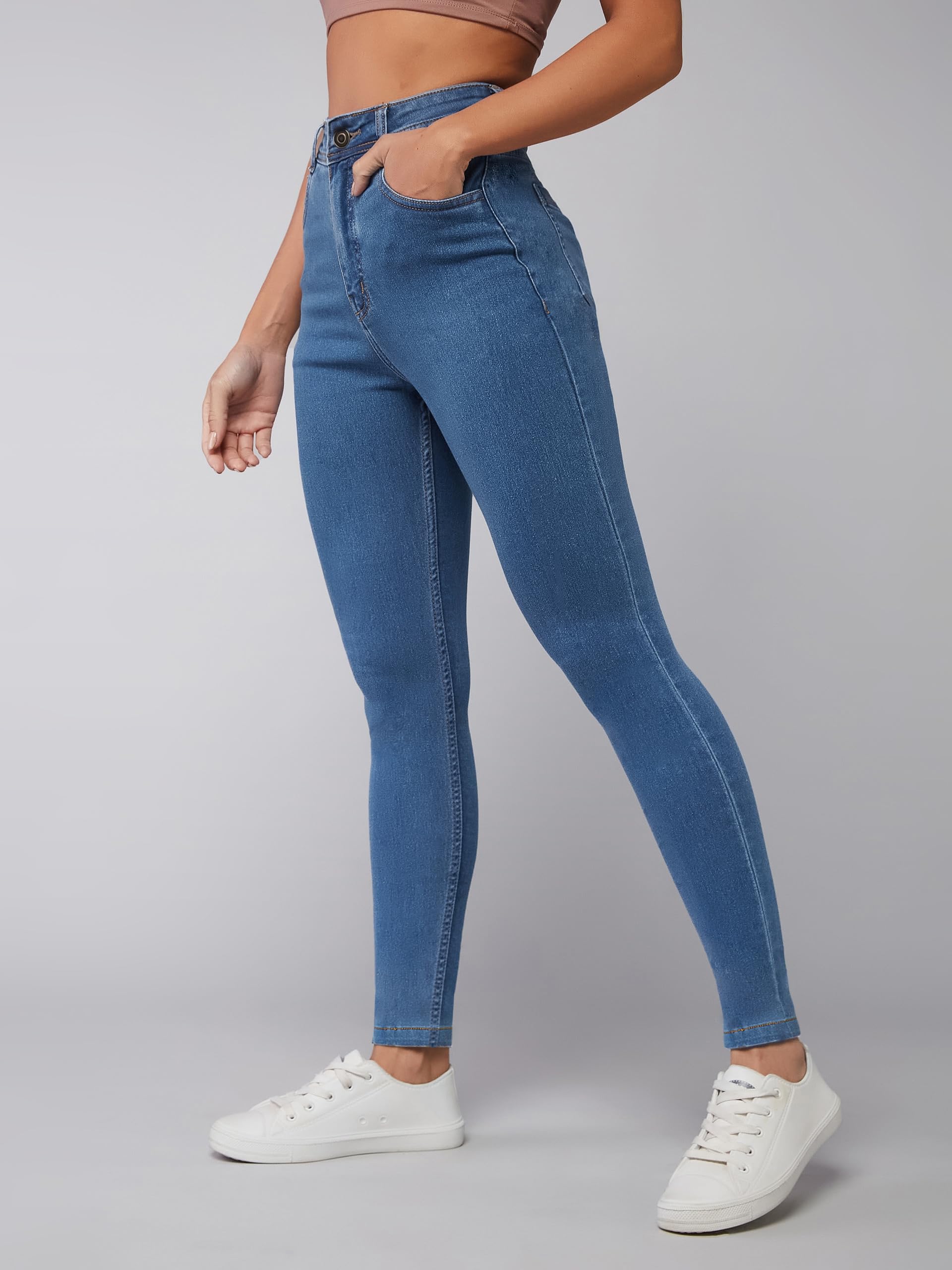 Miss Chase Womens Skinny Fit High/Mid Rise Regular Length Stretchable Denim Jeans