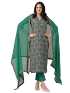 ANNI DESIGNER Womens Rayon Blend Straight Printed Kurta with Pant & Dupatta (Shaniya Green-NW_XXL_Green_XX-Large)