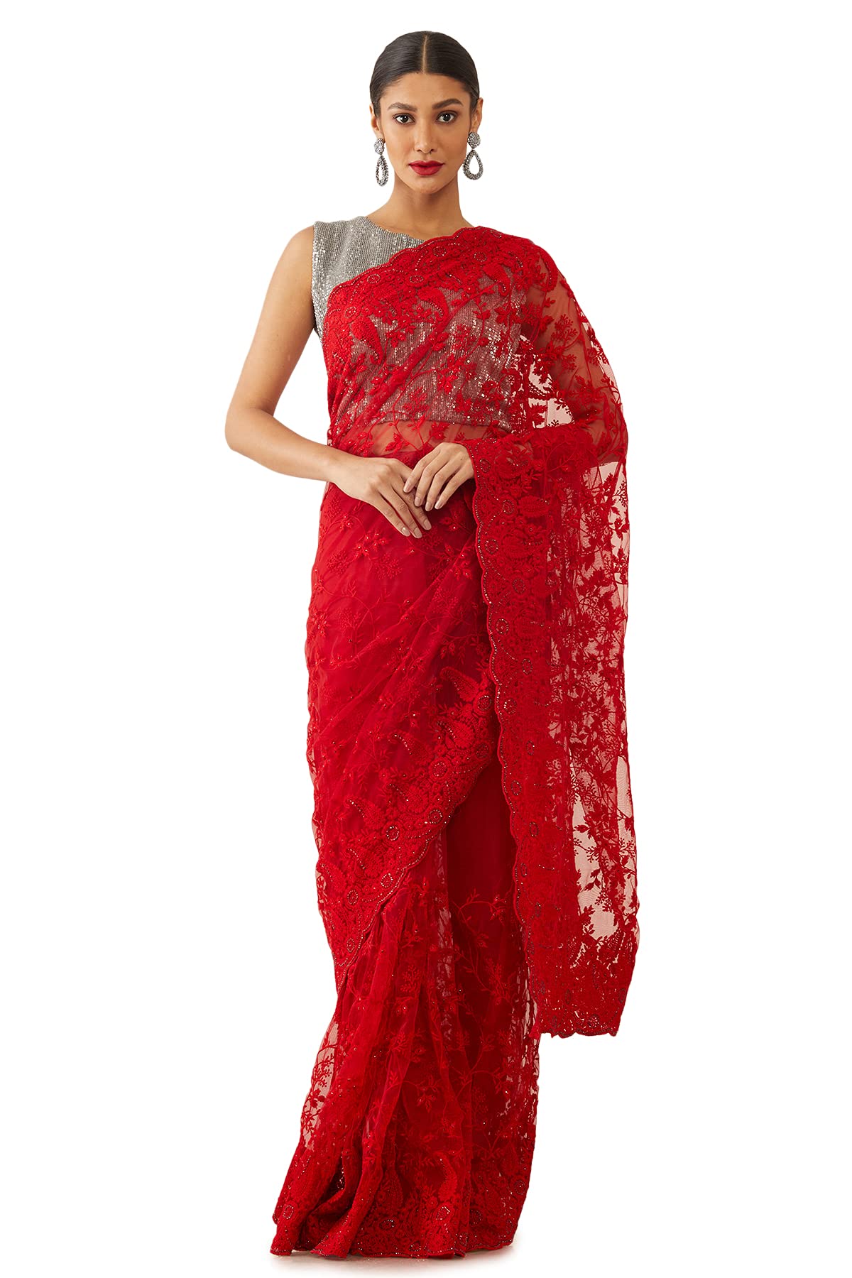 Soch Women Net Saree with Embroidery