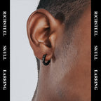 Punk Skull Earrings Black Hoop Huggie Earring for Men Gothic Halloween Jewelry