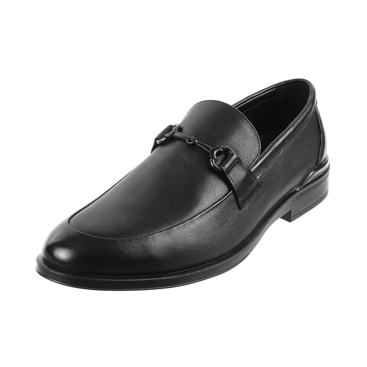 Mochi Men Black Leather Flat Shoes (1411411139) Size (5 UK/India (39EU)) 39