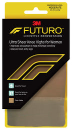 Futuro Knee Highs for Women, Moderate Compression, 15-20 mm/Hg, Helps Improve Circulation to Help Minmize Swelling