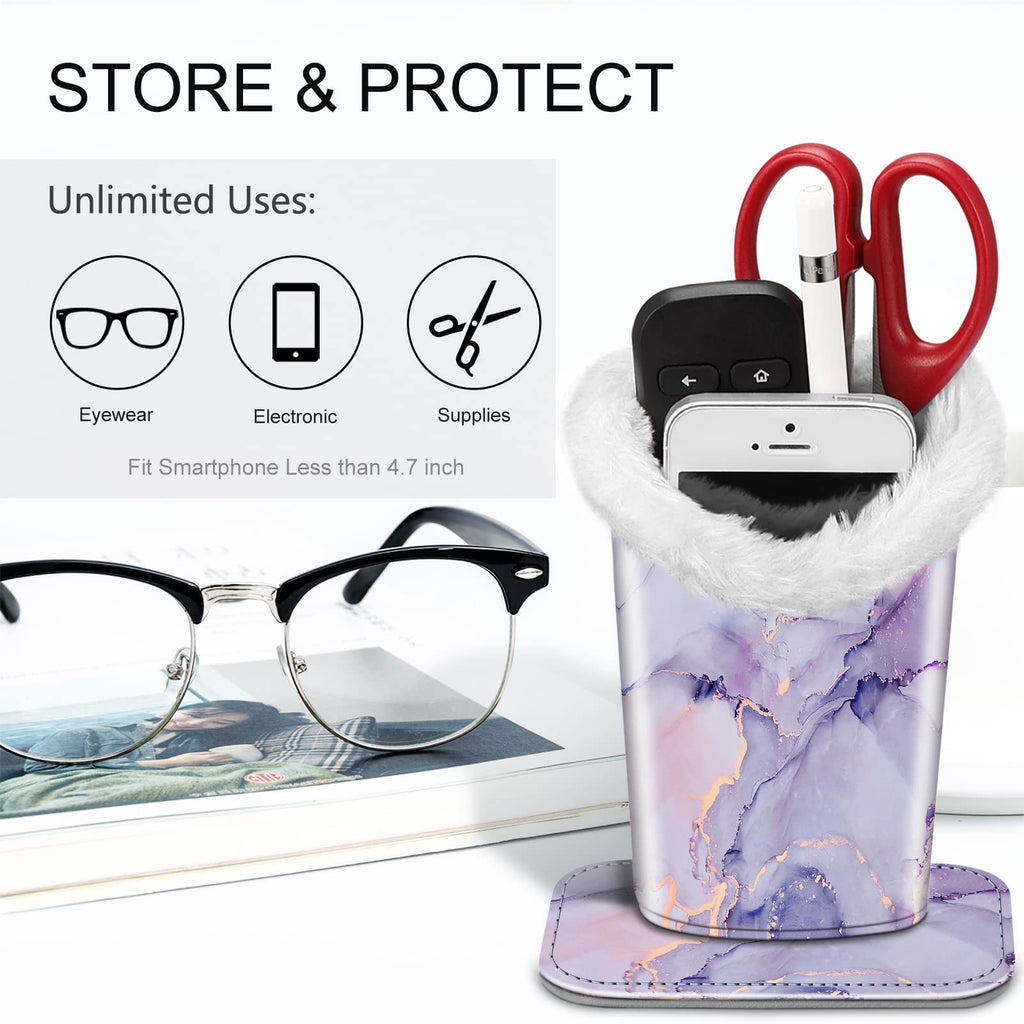 Fintie Plush Lined Eyeglasses Holder, Glasses Stand Case, Anti-scratch Glasses Storage Organizer for Desk, Nightstand, Office, L