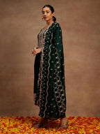 Libas WomenS Silk Blend Kurta Sets (48172_Bottle Green