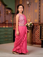 Aarika Girls Ethnic Wear Pink Colour Sequin Embroidery Georgette Lehenga Choli Set With Attached Dupatta-4-13 Years (LCH-SHM-501