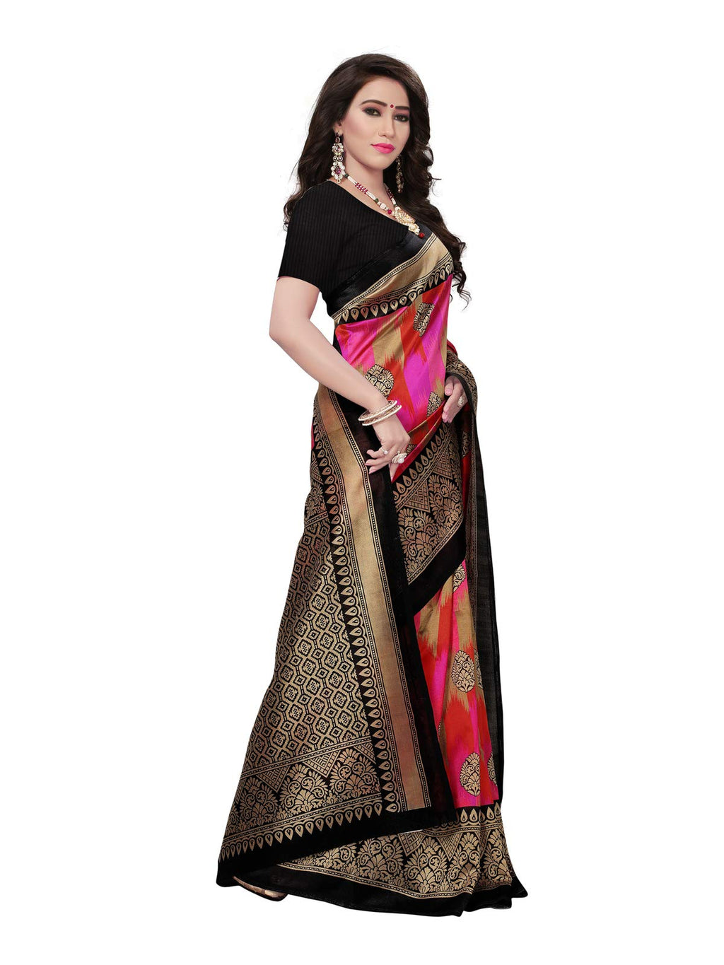Satrani Womens Art Silk Saree With Blouse