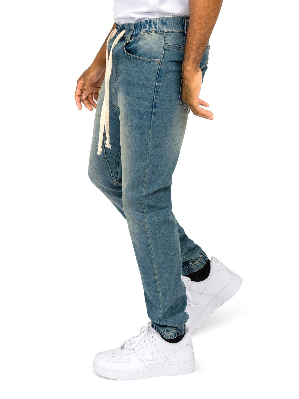 Victorious Men's Drop Crotch Joggers Denim Jean Pants JG803 - Vintage - 2X-Large