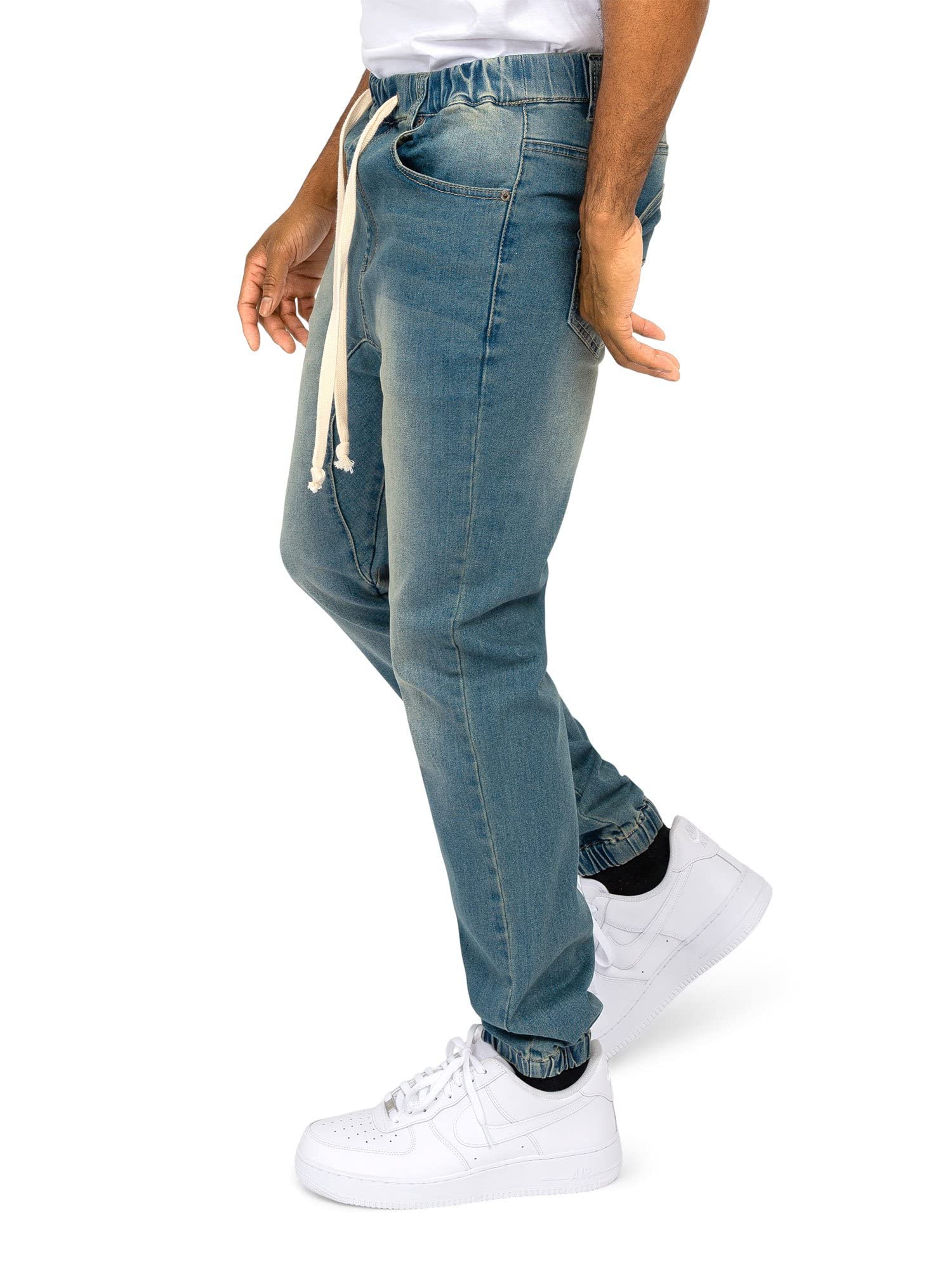 Victorious Men's Drop Crotch Joggers Denim Jean Pants JG803 - Vintage - 2X-Large