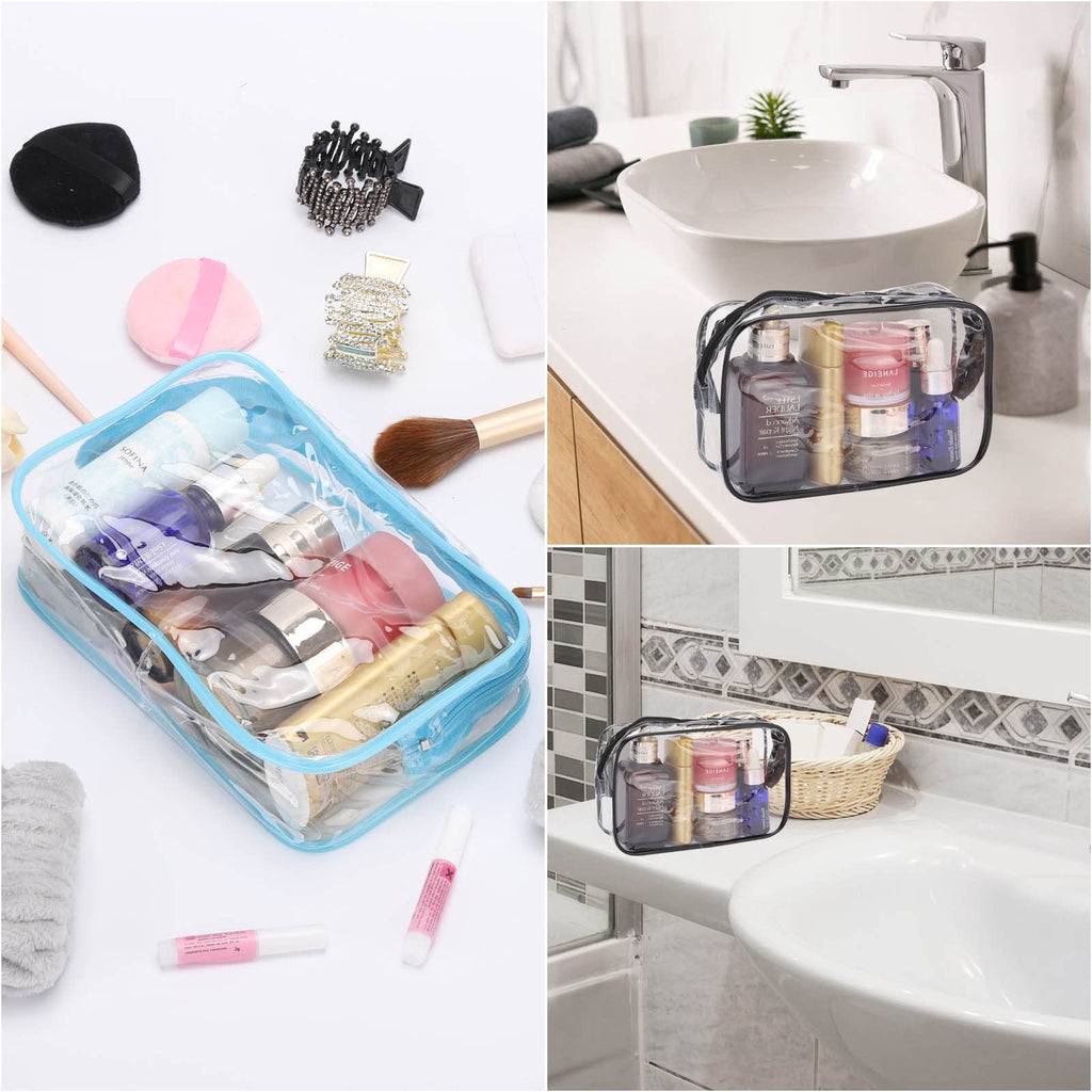 Tbestmax 10 Pcs Clear Cosmetic Bags Small Makeup Bags Portable Waterproof Travel Toiletry Bags Colorful Organizer, 7.5x 4.8x 2.3