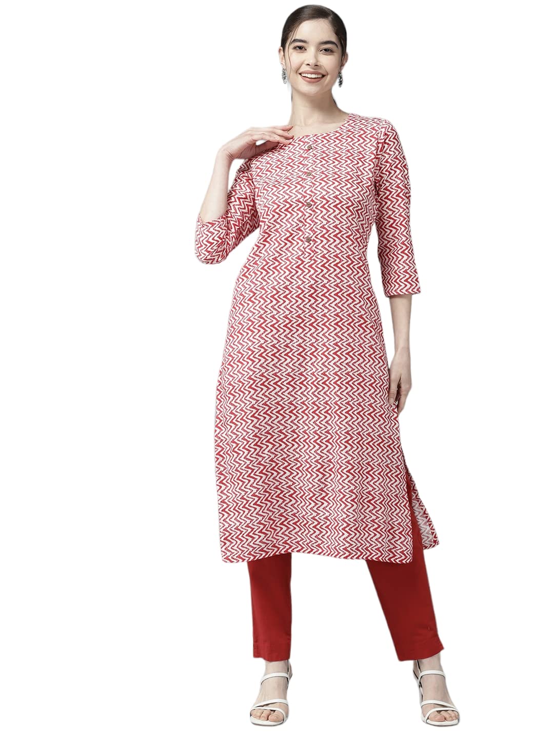 Aarika Women'S Cotton Regular Tunic Shirt (Kurti-W-Nm-D-122_Red