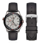 WOCCI 18mm Vintage Leather Watch Band for Men and Women, Silver Buckle (Black)