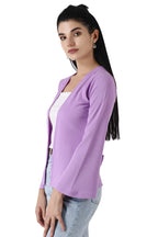 POPWINGS Women Lavender Regular Fit Blazer