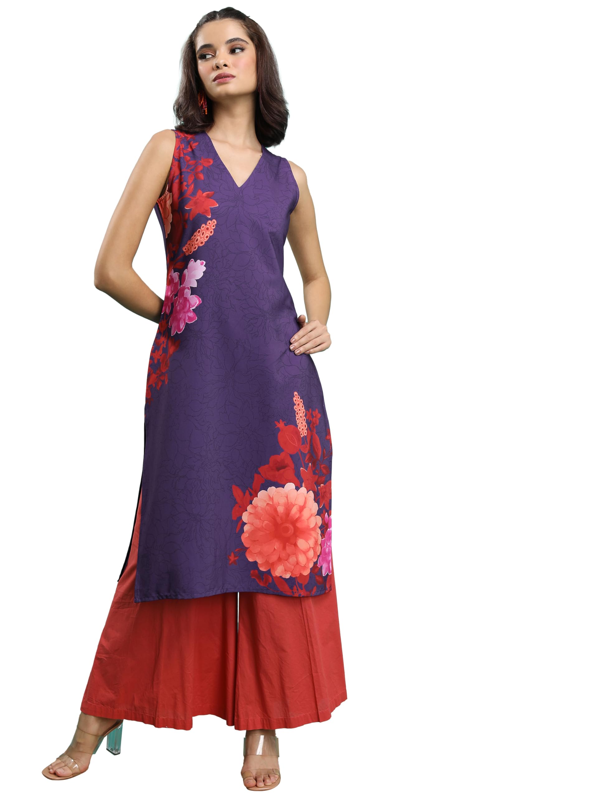 Ketch WomenS Cotton Blend Regular Kurta Dress Shirt (Khku000424_Mauve
