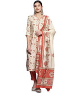 Libas WomenS Silk Blend Kurta Sets (34320_Coral