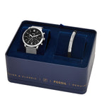 Fossil Men's Neutra Gift Set Chronograph Stainless Steel Watch, Color: Silver Mesh Bracelet Set (Model: FS6020SET)