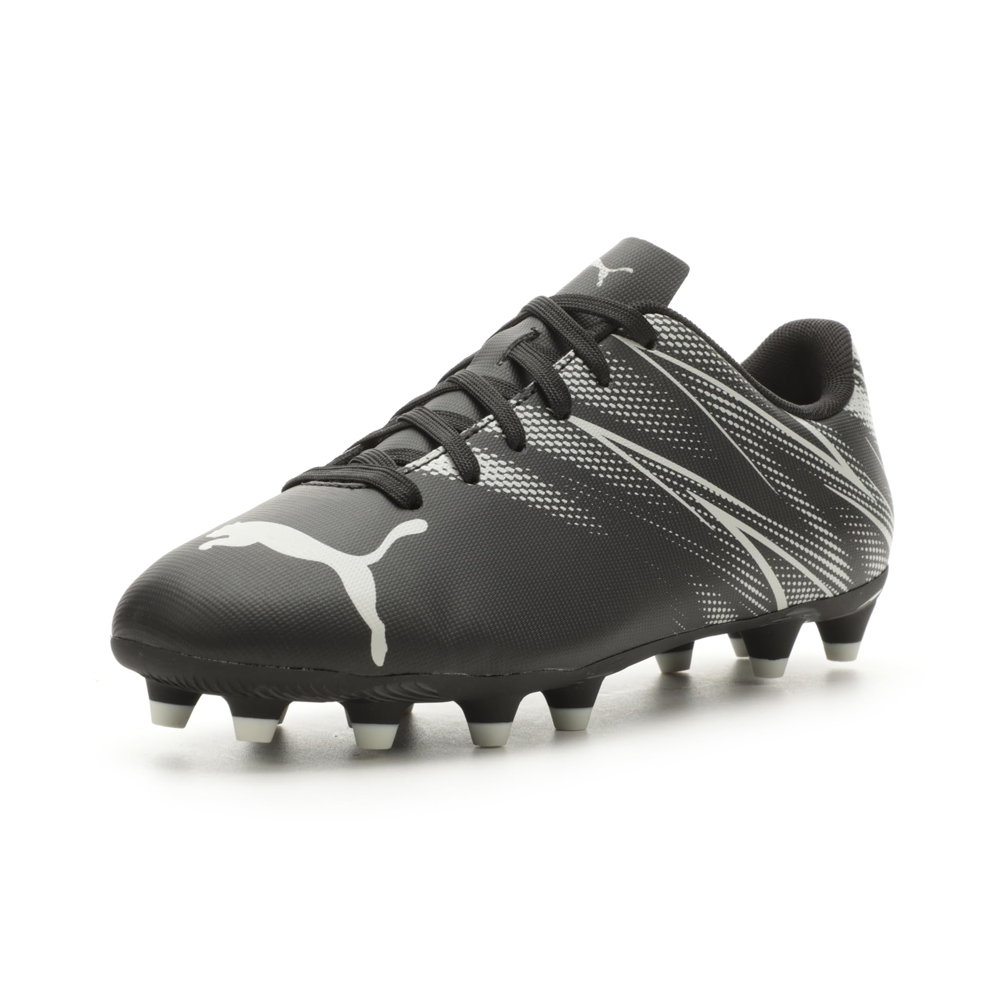 PUMA Attacanto Firm, Artificial Ground Soccer Cleats Sneaker, Black-Silver Mist, 5.5 US Unisex Big Kid