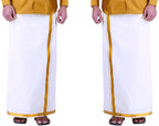Prakasam Cotton Fine Quallity (Flexi) Adjustable 2 Way Pocket (Right/Left) Stitched White Solid Men Dhoti