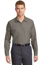 Red Kap Mens Industrial Work Shirt, Regular Fit, Long Sleeve, grey, 6X-Large