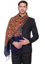 Weavers Villa Mens Floral Embroided Cashmilon Gents Shawls, Stoles, Muffler for Men, 70cm x 200cm