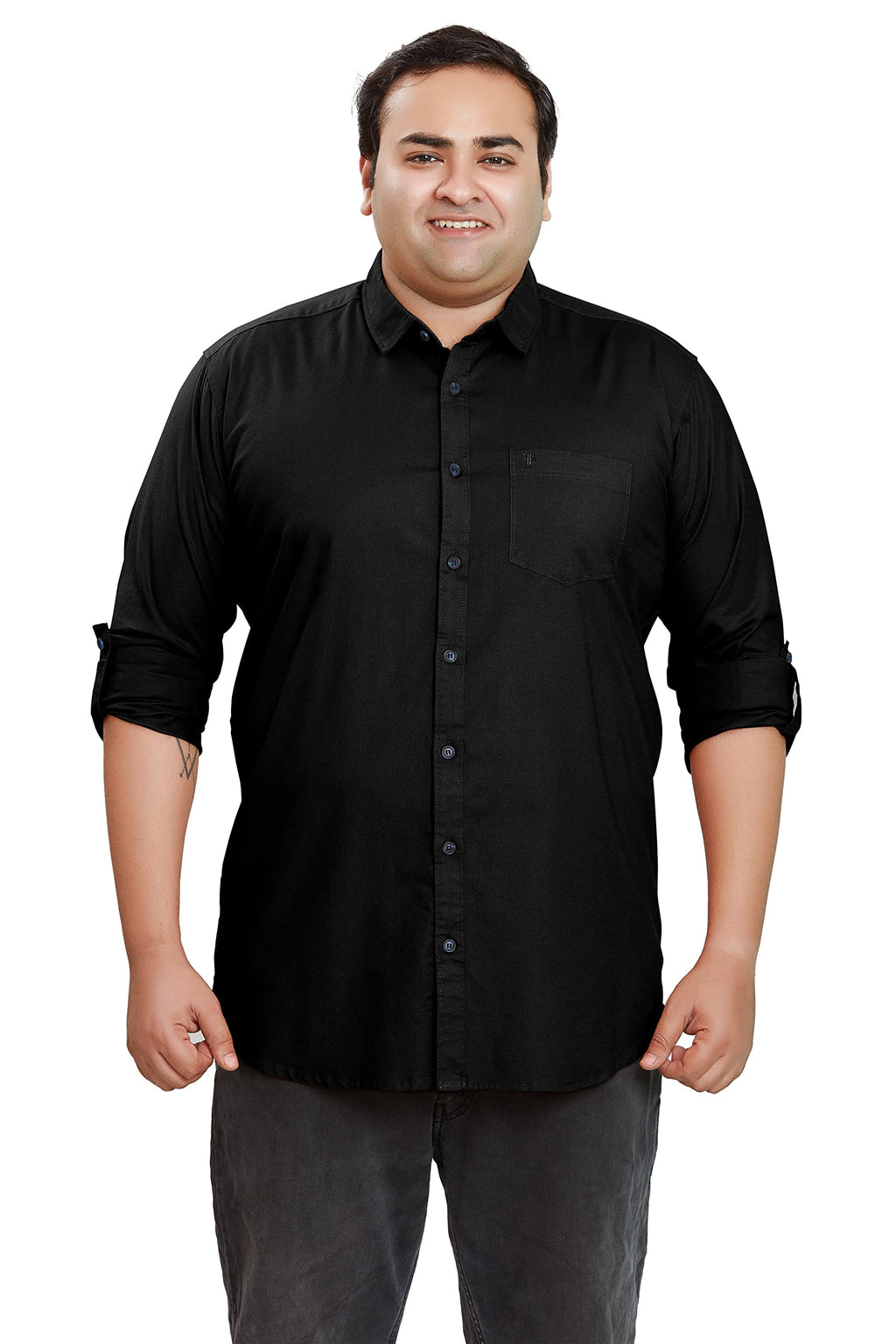 BE ACTIVE Mens Casual 100% Cotton Solid Plus Size Shirt || Plus Size Shirts for Men || Casual Plus Size Shirt || Casual Wear Sh