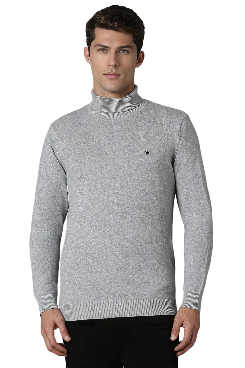 Louis Philippe MenS Acrylic Blend Turtle Neck Sweater (Lpswmrgf432351_Grey