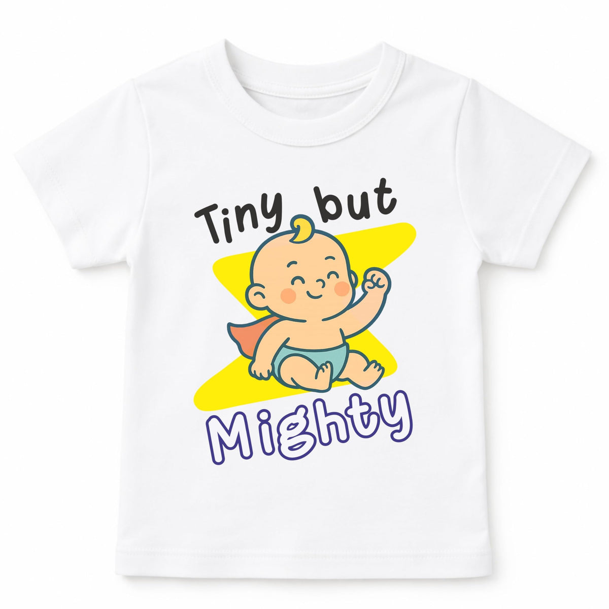 Lillypupp Cute Funny Qoute Tiny But Mighty Baby TShirt | Cute Cartoon Baby Graphic Tee | Soft Cotton Boys & Girls Tshirsts | I 0-6
