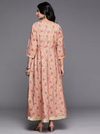 Libas WomenS Silk Fit And Flare Maxi Dress (26411_Peach