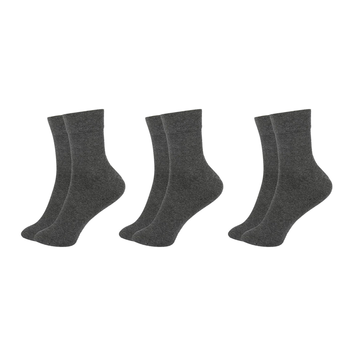 Mukhaksh (Pack Of 3 Pairs = 6 Socks Boys Cotton Dark Grey Ankle Length Socks, Sports Socks, Badminton Socks, Atheletics Socks 17-18