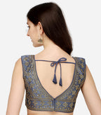Vihu Fashion WomenS Silk Embroidery Sequins Zari Work Readymade Saree Blouse