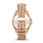 Fossil Women's Riley Quartz Stainless Steel and Leather Multifunction Watch, Color: Rose Gold, Sand (Model: ES3466)
