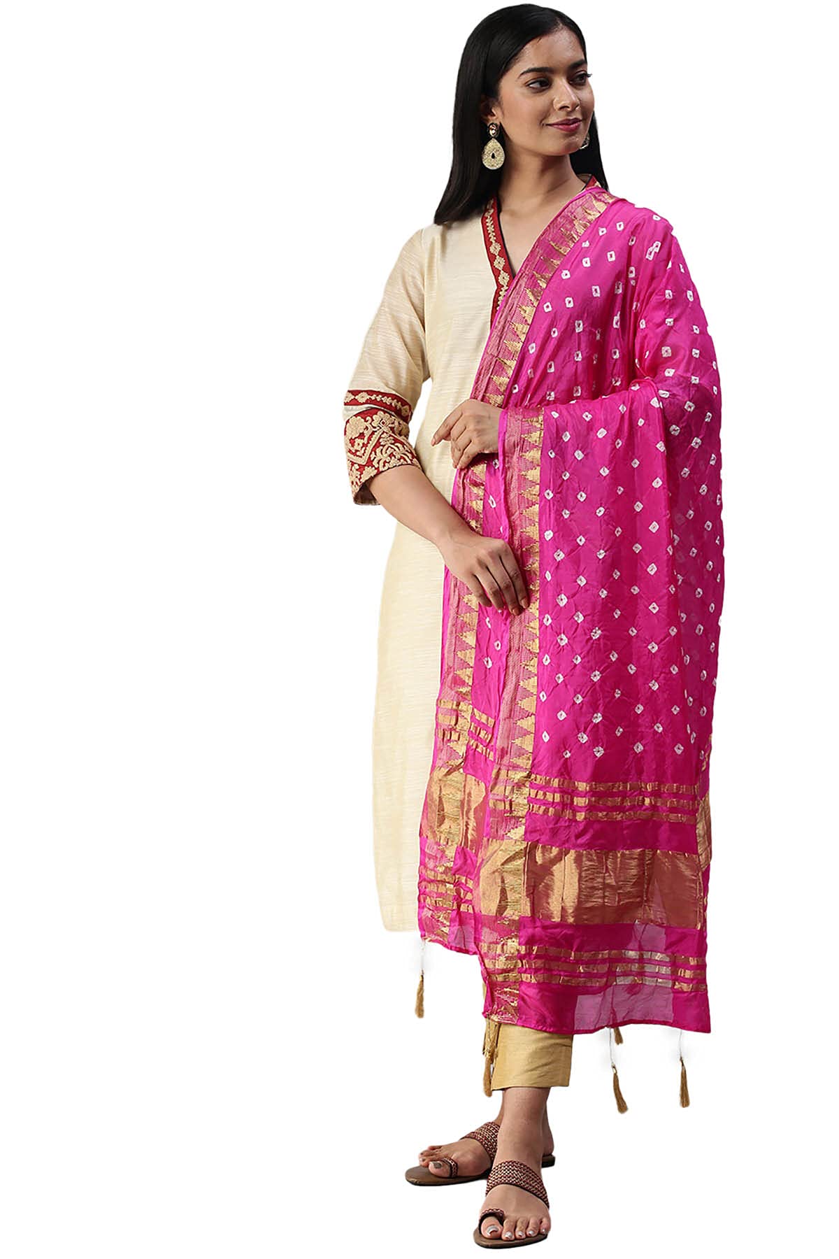Soch Women Cotton Blend Self Design Dupatta