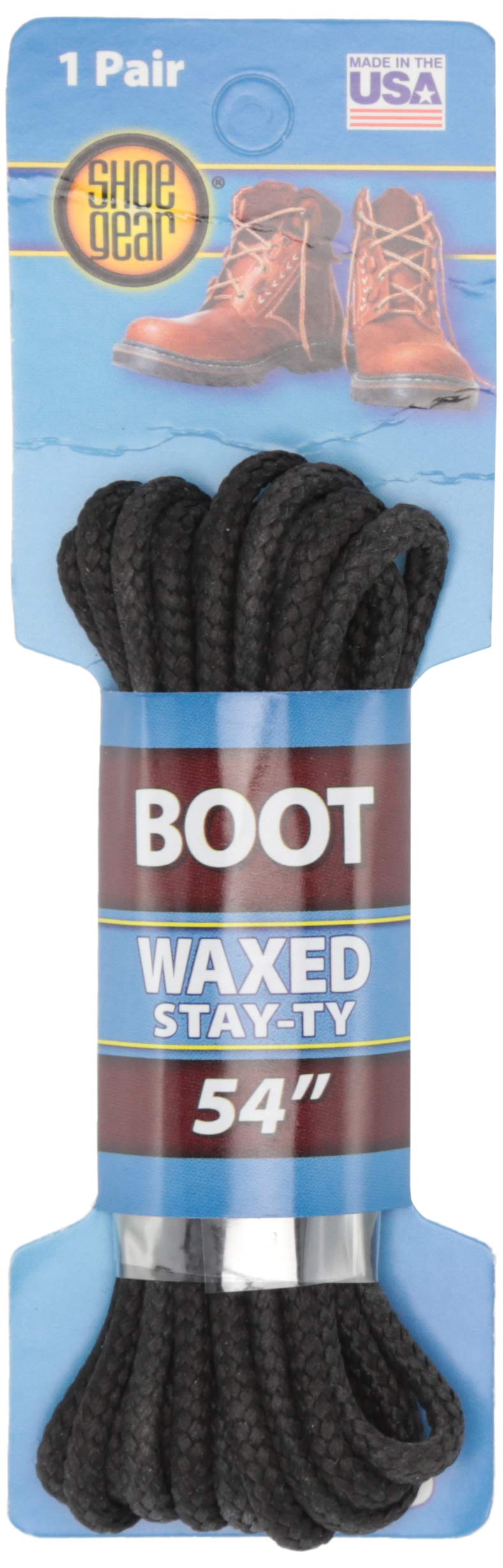 Shoe Gear 375110 72in. Waxed Boot Laces - Black and Black