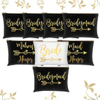8 Pieces Bridesmaids Wedding Bridal Makeup Bag Cosmetic Canvas Bag Matron of Honor Print Cosmetic Bag for Women Brides Bridesmai