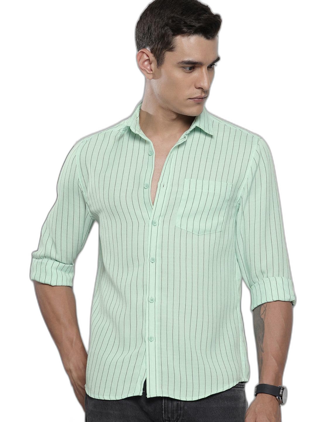 The Indian Garage Co Mens Slim Fit Striped Shirt