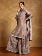 Varanga Women-Bead Work Kurta With Sharara And Dupatta