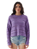 The Souled Store Solids: Periwinkle Women and Girls Long Sleeve Round Neck Acrylic Oversized Fit Sweaters