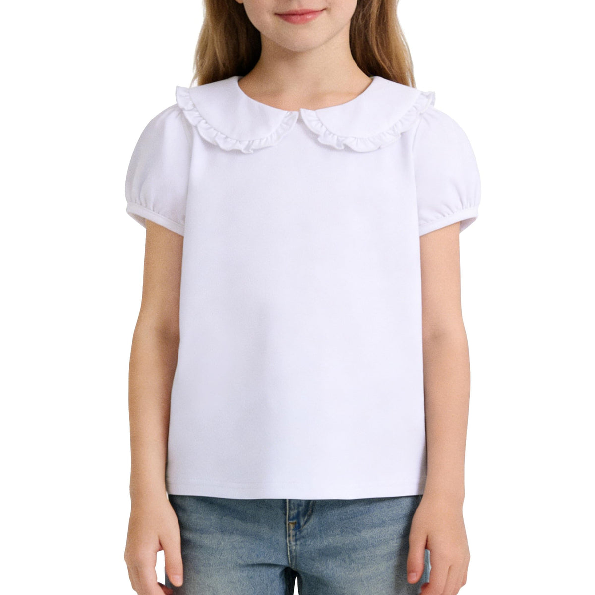 Magic Park 12M5T Baby Girl Short Sleeve TShirt Toddler Ruffle Blouse Kid Solid Color Tee Casual Tops Holiday Clothes, Short Wh 4