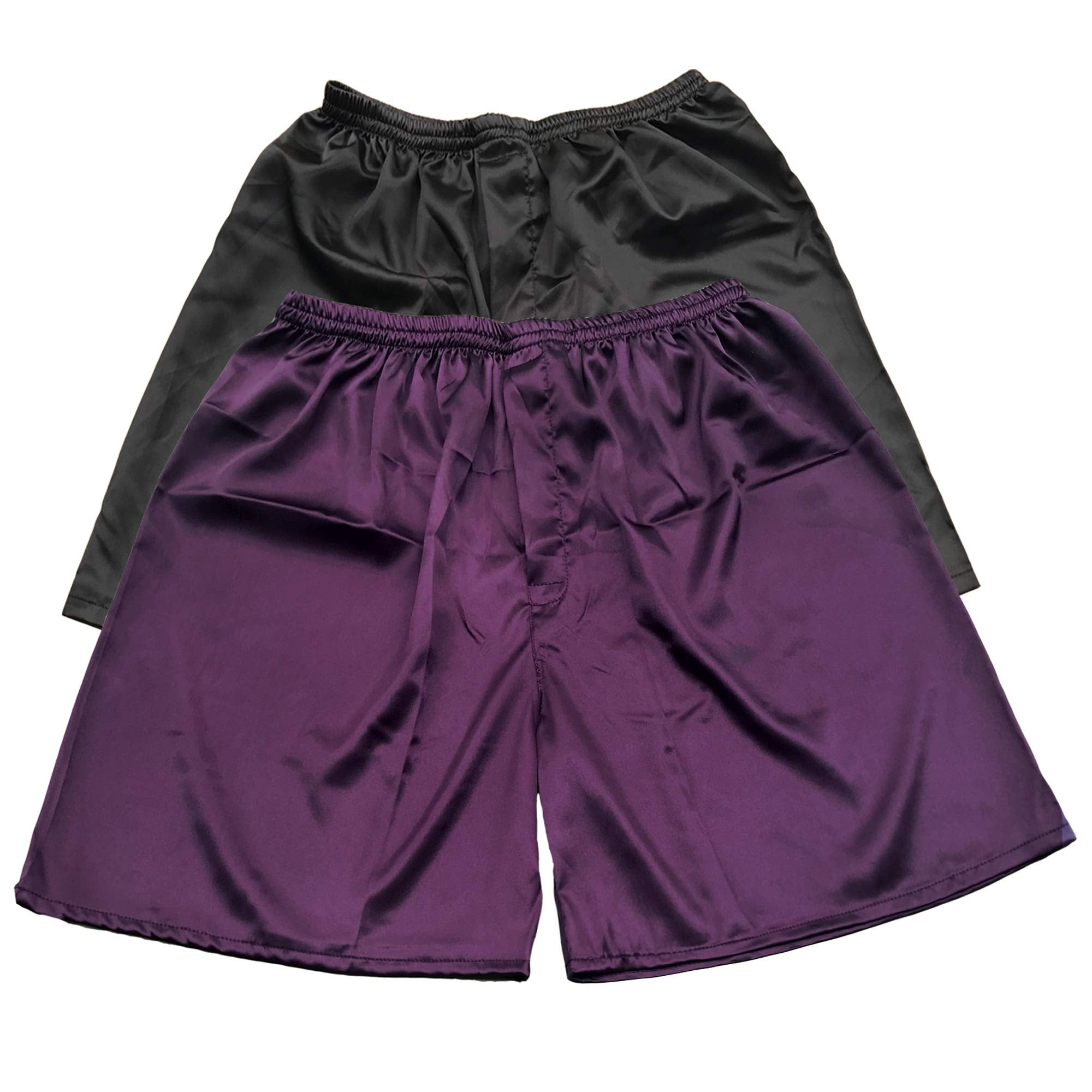 Tony & Candice Men's Satin Boxers Shorts Combo Pack Underwear (Black + Purple (2-Pack), M)