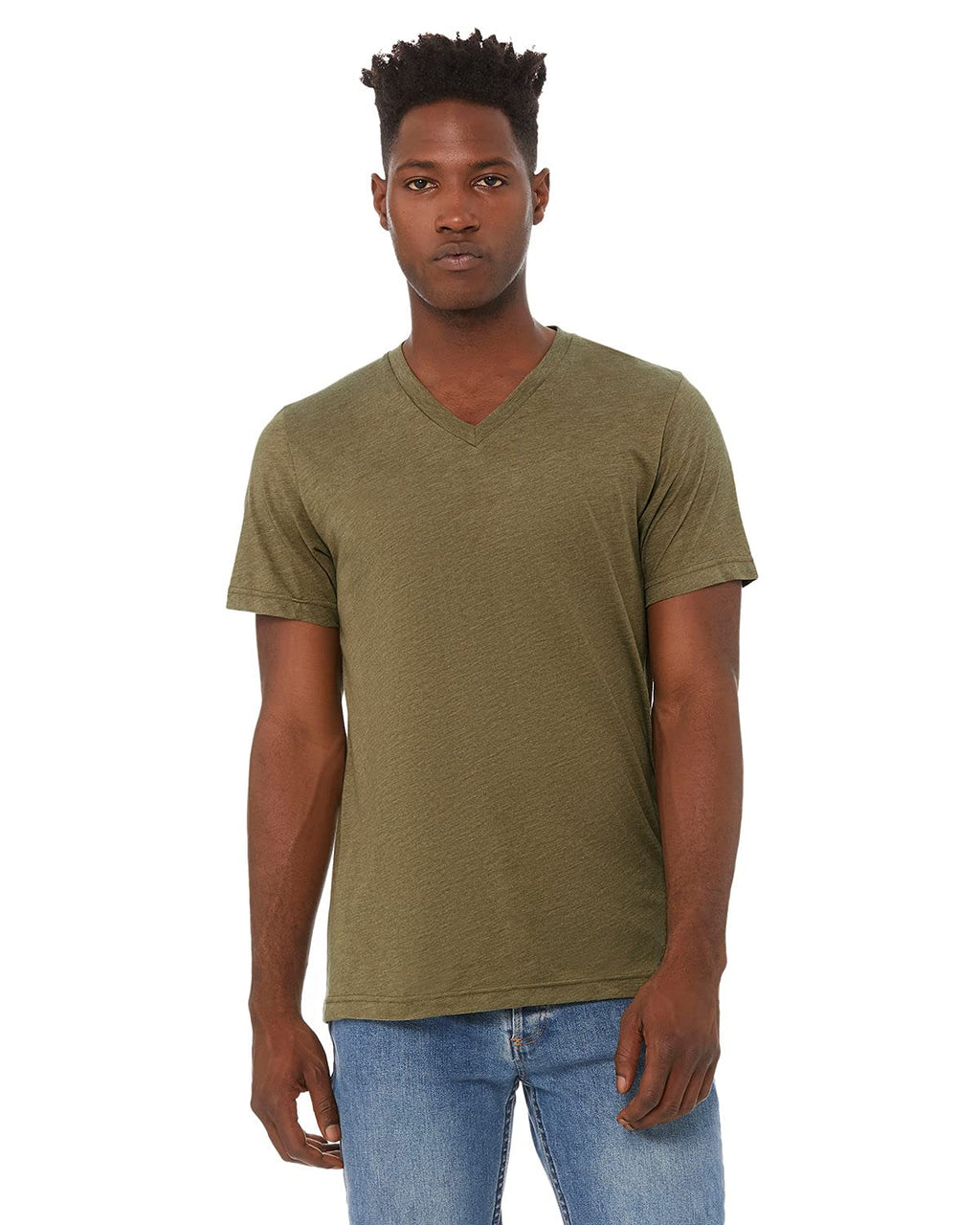 Unisex Triblend V-Neck T-Shirt - BLUE TRIBLEND - S(D0102H7WX1T)