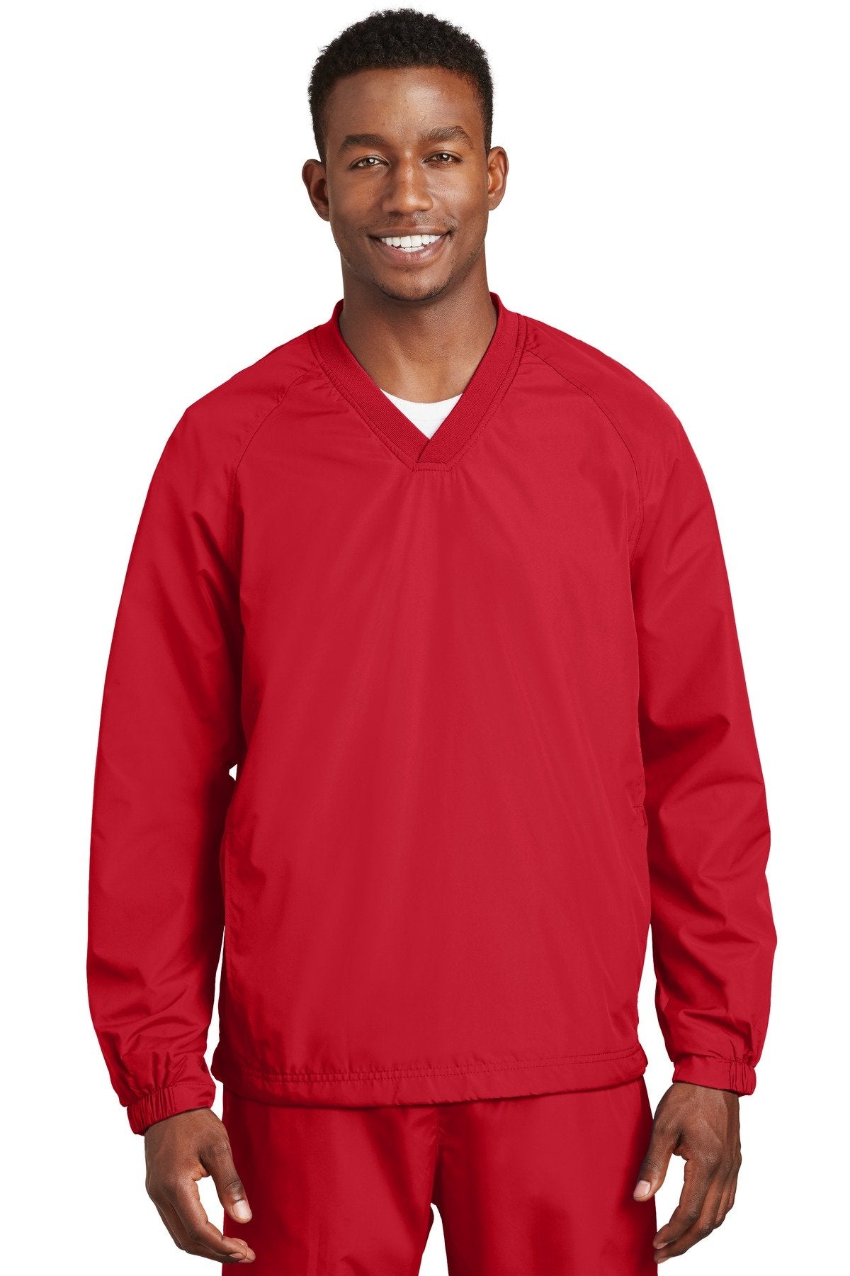 Sport-Tek V-Neck Raglan Wind Shirt M True Red